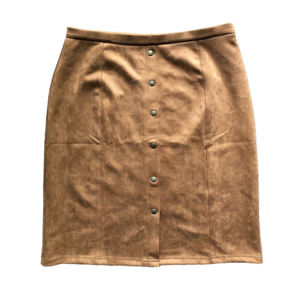 Retrology Button Front Microsuede Midi Skirt - Picture 2 of 7